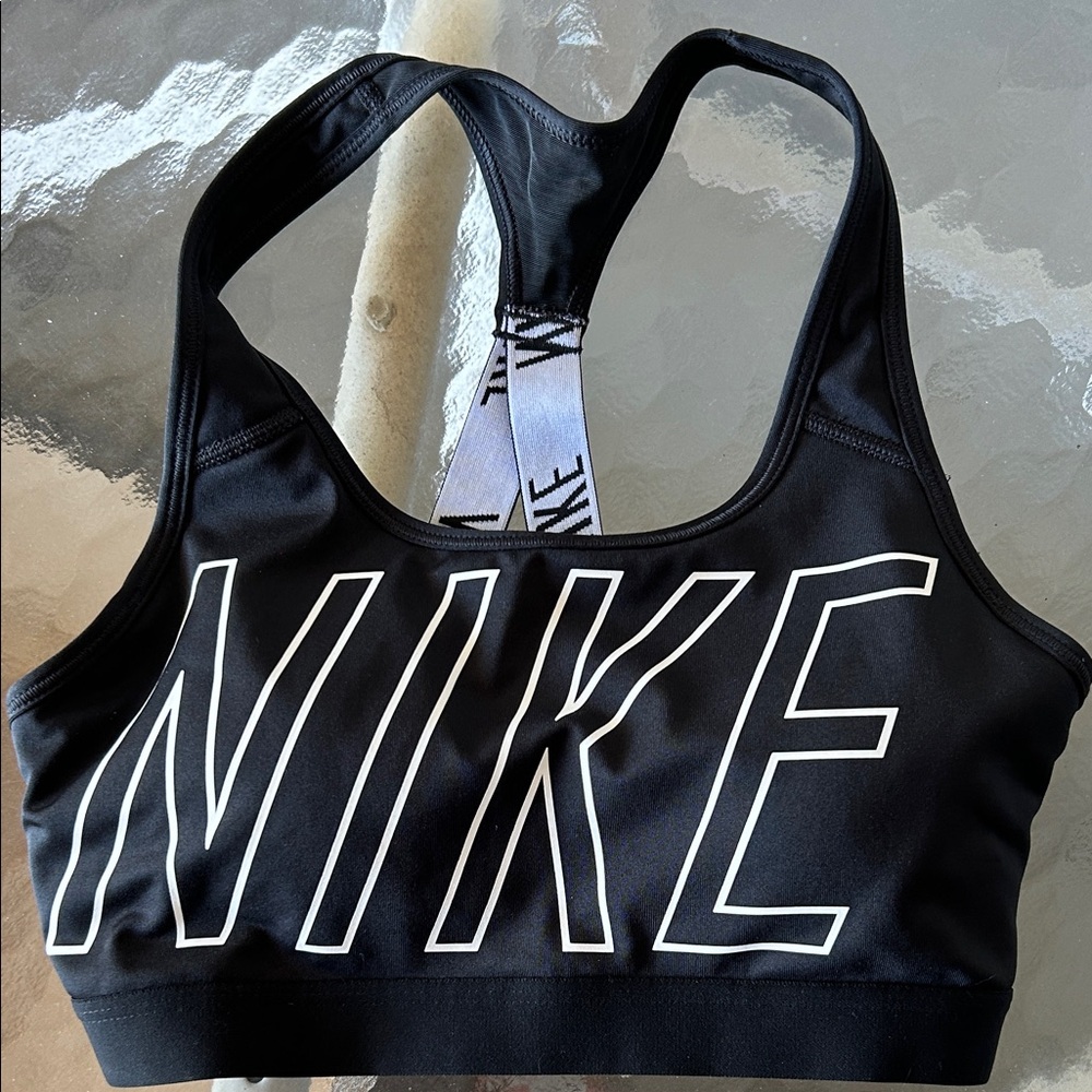 Nike Women's Black Sports Bra with Bold Logo